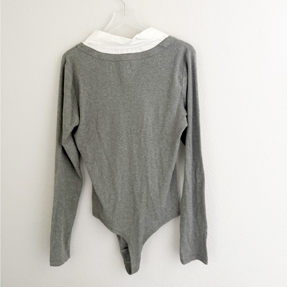 Anthropologie Pilcro Gray Collared Bodysuit - Picture 3 of 6